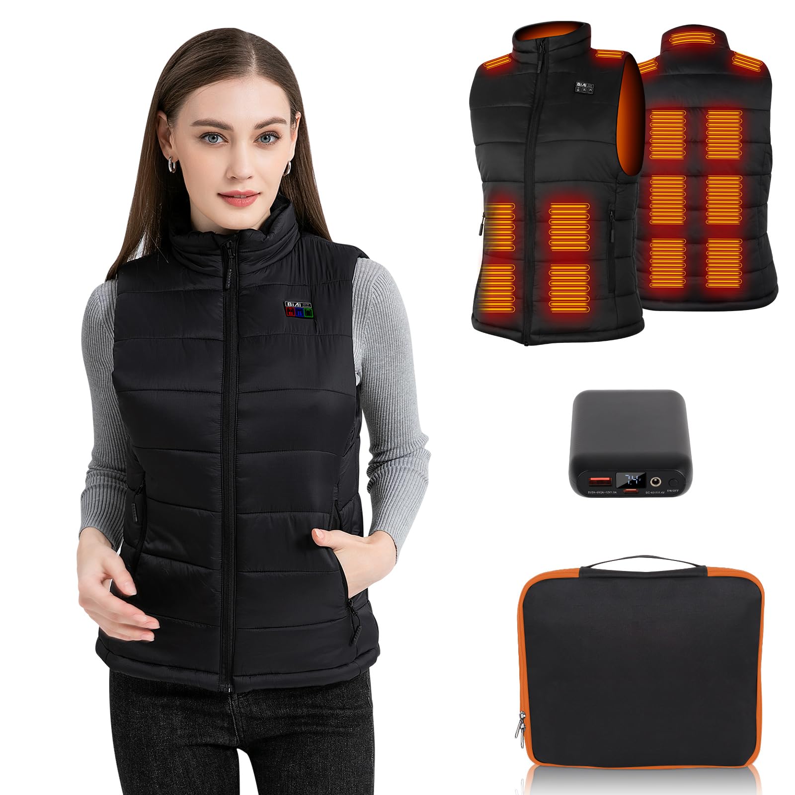 Veste Ski Chauffante Veste Chauffante BIAL Femme - Gilet Thermique 16000mAh 3 Températures Manteau Hiver Outdoor
