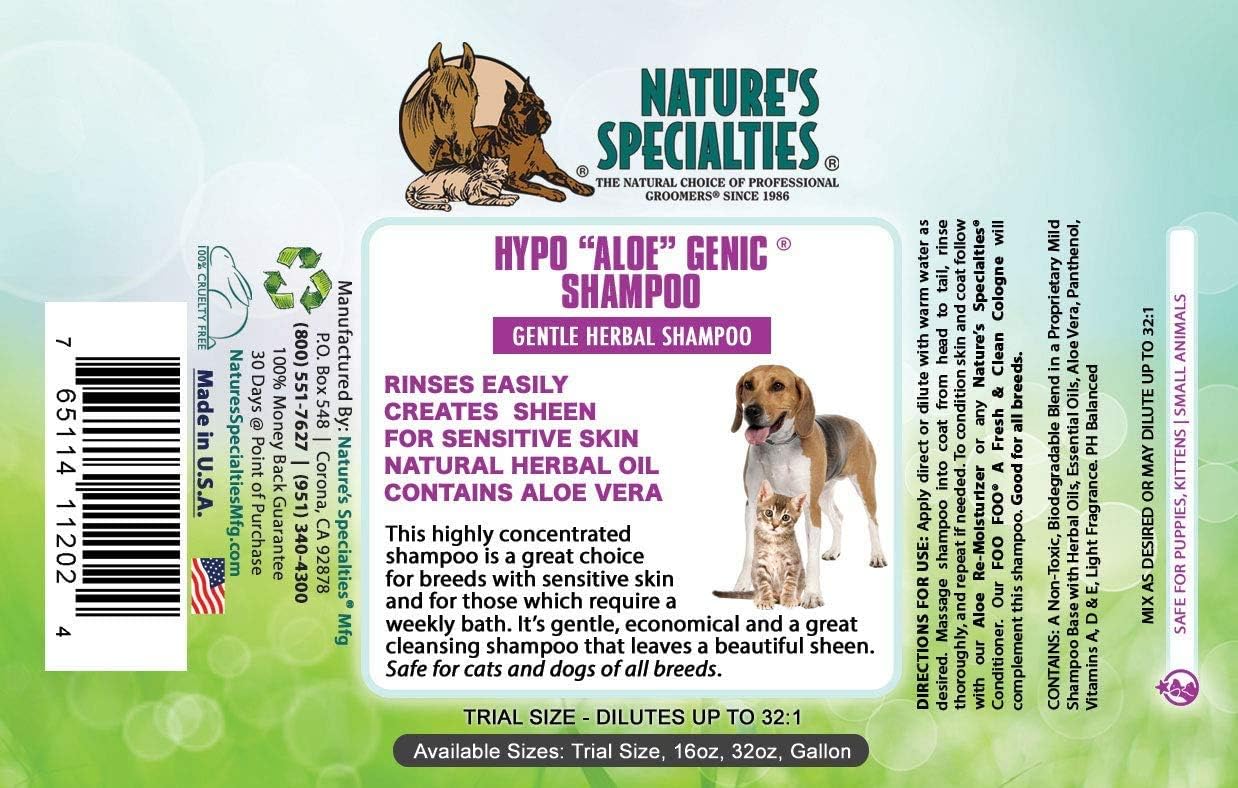Nature's Specialties Hypo-Aloe-Genic Dog Shampoo, Sensitive Dog Shampoo for Itchy Skin, Highly Concentrated Shampoo for Dogs - Image 3