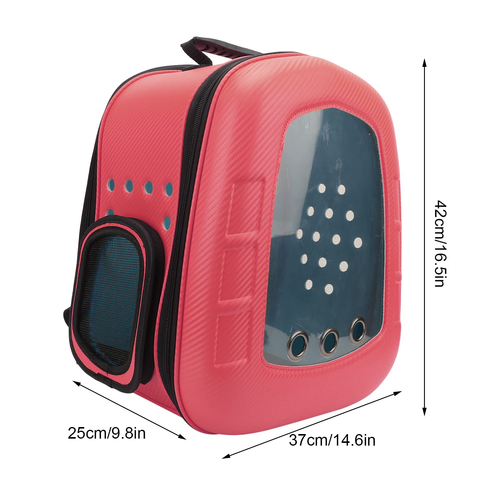 Haustier-Rucksack, Raumkapsel, atmungsaktiv, verdickt, für Katzen und Hunde, Freisprecheinrichtung, Reisen zum Wandern, Spazierengehen, Eva-poröses Material, Schwarz, 42 x 37 x 25 (Rot)