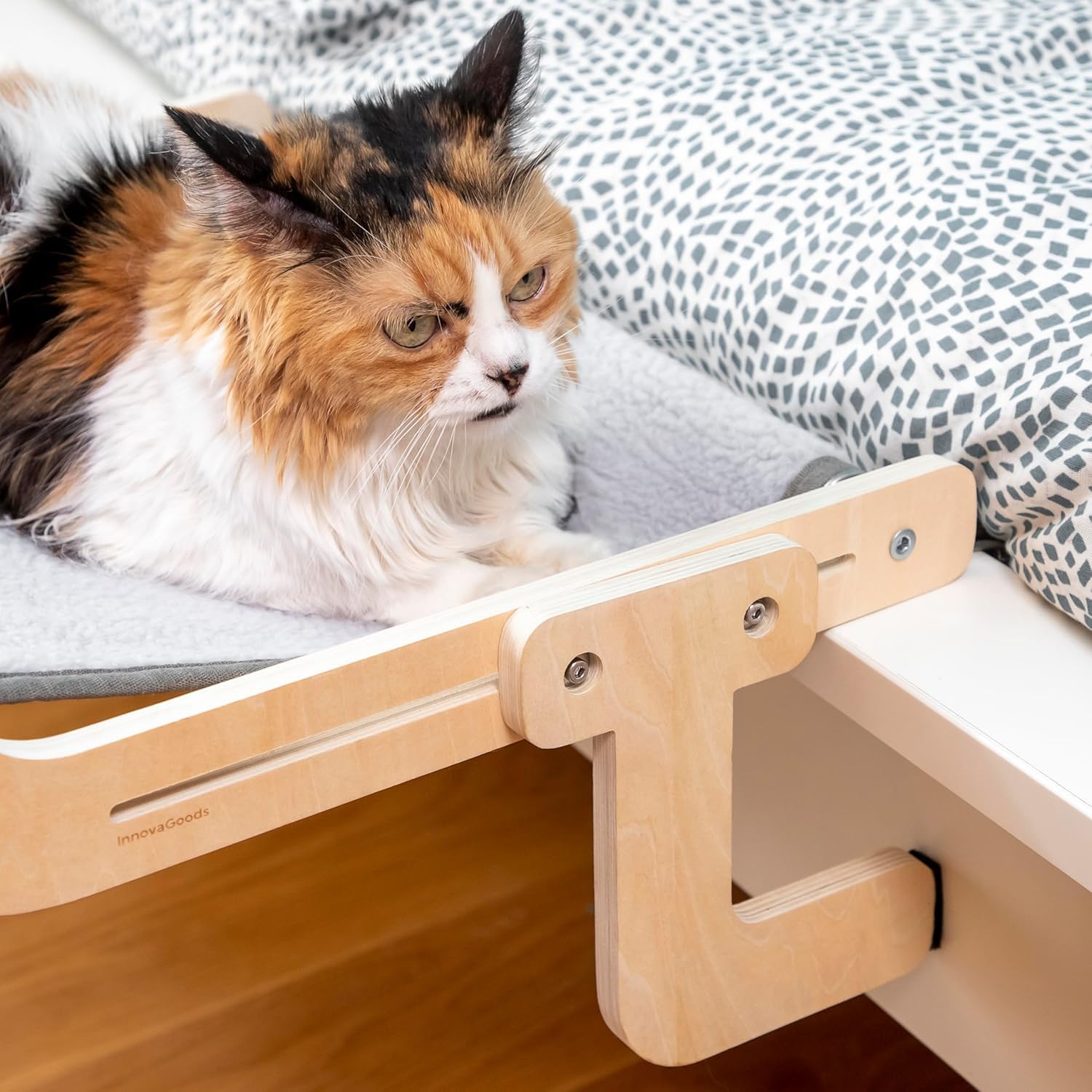 Wintem - Amaca per Gatti Pensile fino a 20kg in Stoffa Resistente con Supporto in Legno e Metallo, Facile da Montare su Finestre, Pareti, Mobili o Angoli - Accessorio per Gatto