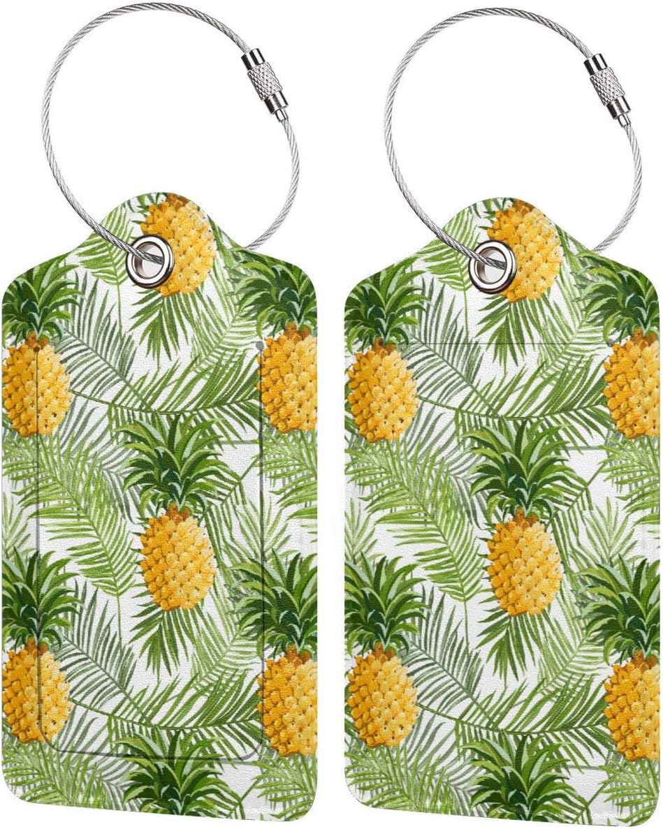 Amazon.com | Tropical Palm Leaves And Pineapples Leather Travel Luggage Tag Label Unique ...