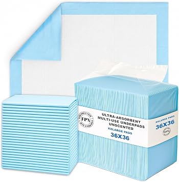 Disposable Underpads 36x36 inch 100-Pack | Extra Large, Ultra-Absorbent, Bed Protection | Chux Pads for Kids, Adults, Elderly & Pets | Ideal for Incontinence Care