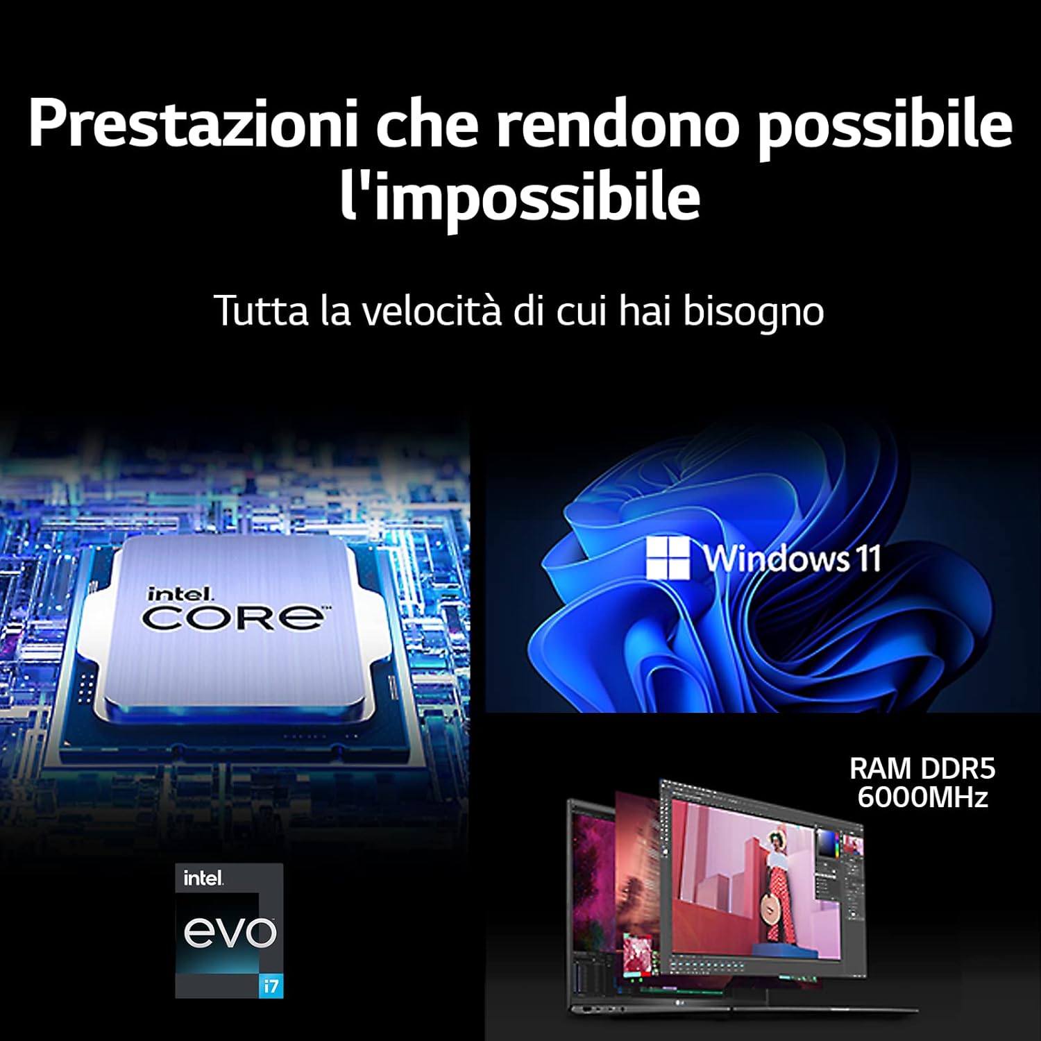 LG Gram 17Z90R, Display Anti-Glare IPS 17 QHD 16:10, 2560x1600, Intel EVO i7-1360P, RAM 16GB DDR5, SSD 1TB, Intel Iris Xe, Batteria 80Wh, Thunderbolt4, Win11 Home, Tastiera Italiana, 1350g, Grigio