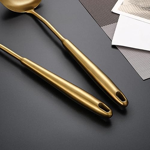 Miniatura 5 de Utensilios de cocina de acero inoxidable 304, juego de 6 utensilios de cocina con espátula, cuchara sólida, cucharón, espumador, cuchara de