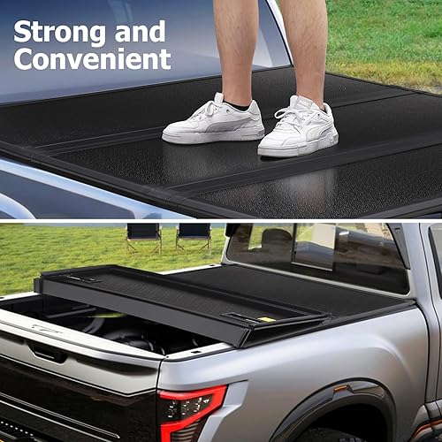 Vista 5 de Cubierta Tonneau rígida y plegable para caja de camioneta Jeep Gladiator de 5 pies, cubierta Tonneau de tres pliegues compatible con Gladiator Duro