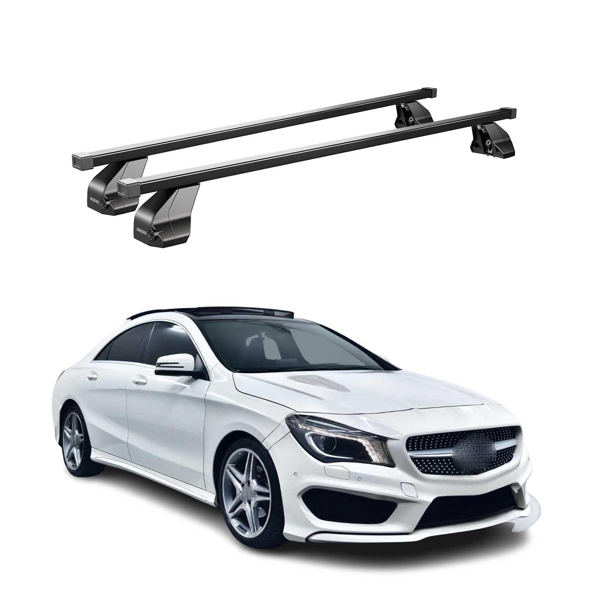OMAC Barras de Techo Transversales Acero para Mercedes CLA C117 2013-2019 – con Llave – Probado City Crash – DIN 75302