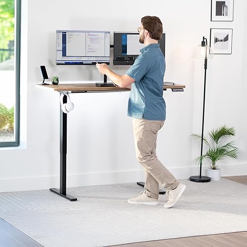 Vista 202 de VIVO DESK-TOP60G - Mesa universal de una pieza de 60 x 24 pulgadas, color gris oscuro, para marcos de escritorio estándar y sentados a pie, altura