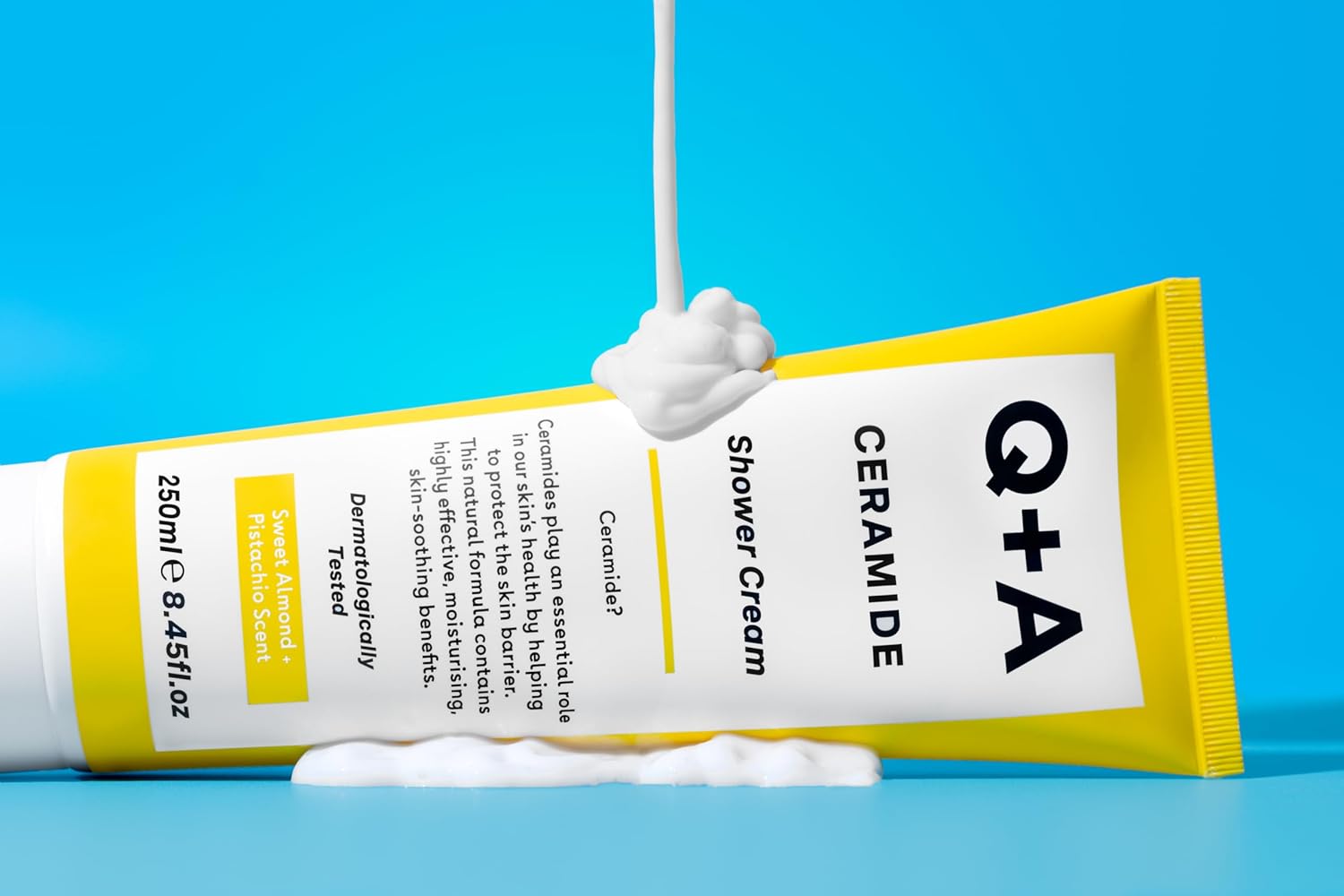 Q+A Ceramide Shower Cream, provides a gentle cleanse, deeply nourishing the skin with a rich and creamy formula of Squalane, Jojoba Seed Oil, and a sustainable Ceramide Extract from pineapples, 250ml - Image 4