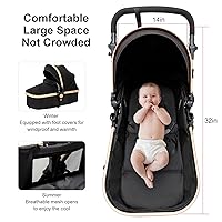 Vista 6 de Cochecito de bebé 2 en 1 con modo moisés, cochecito reversible para bebés, plegable con un solo clic, cochecito de viaje para recién nacido