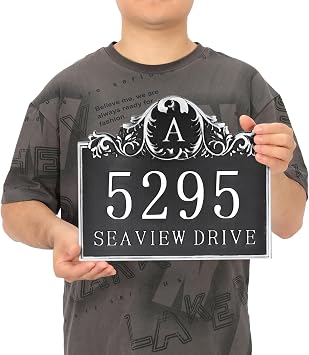 Address Plaque Large Options - 12 x 10 Personalized House Number Plaque Sign,Address Numbers for Outside,Yard,Driveway,Fence,Mailbox Silver