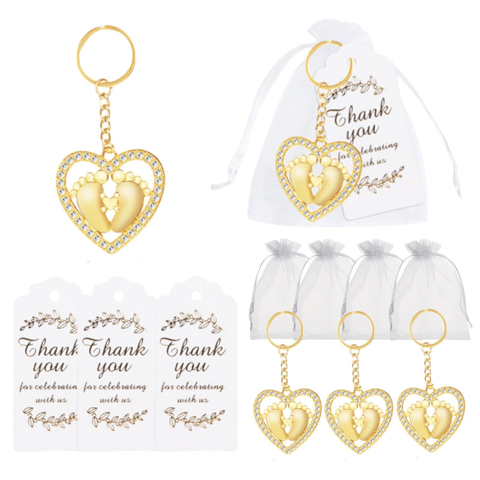 30 portachiavi a forma di ancora custode, regalo per matrimoni, regalo per ospiti, con etichette di ringraziamento e sacchetti in organza, per regali per feste, decorazione baby shower, piede d'amore