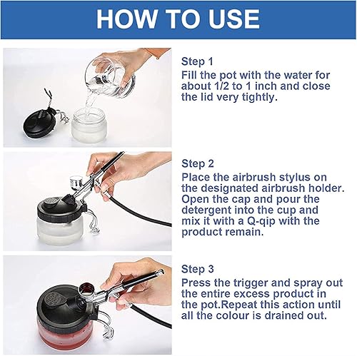 Miniatura 6 de JOYABEST Herramienta de lavado de aerógrafo multiusos para aerógrafo de limpieza, limpiador de pistola de pulverización, cepillo de aire, tarro de