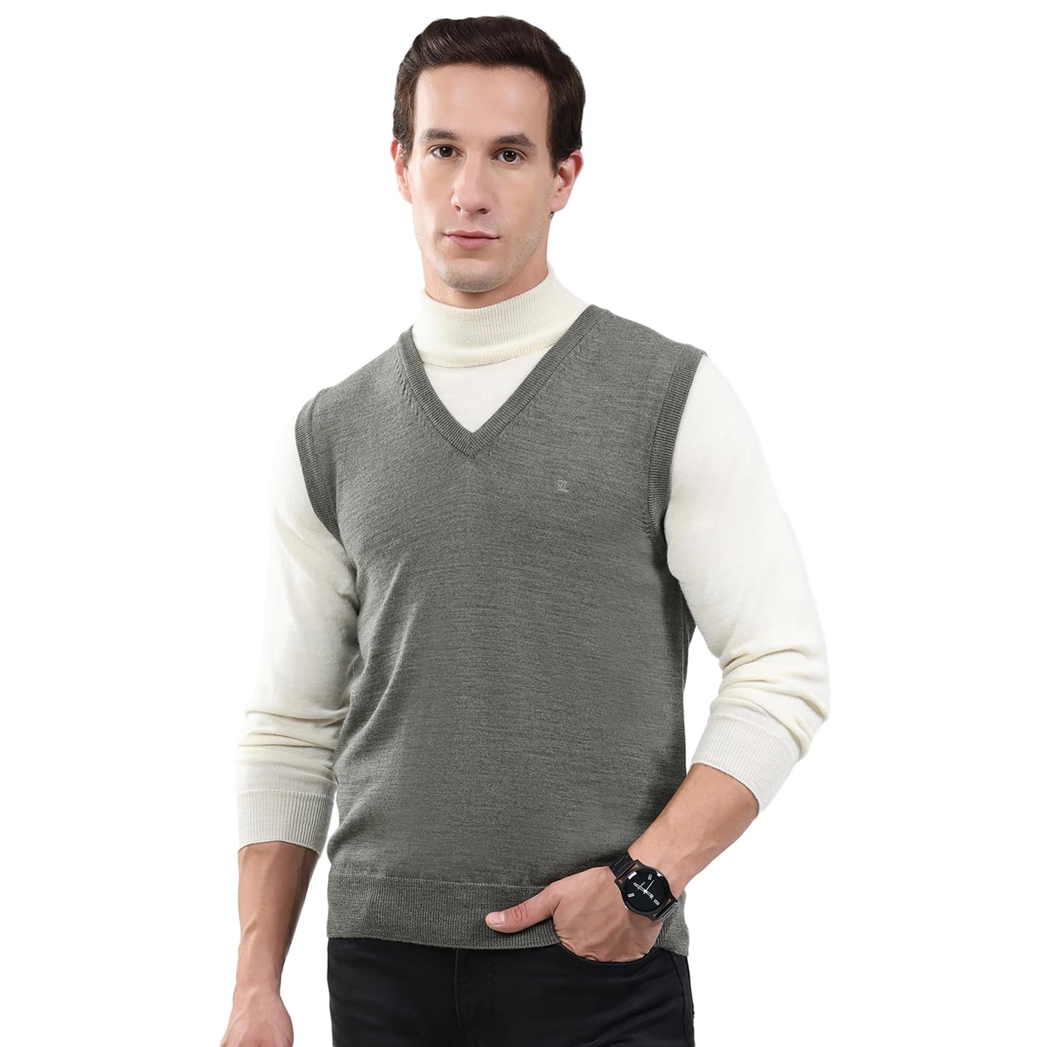 Men's V Neck Sleeveless Sweater | Warm Woolen Pullover for Men | Soft Comfortable Knitted Winter Wear Sweater for Men's