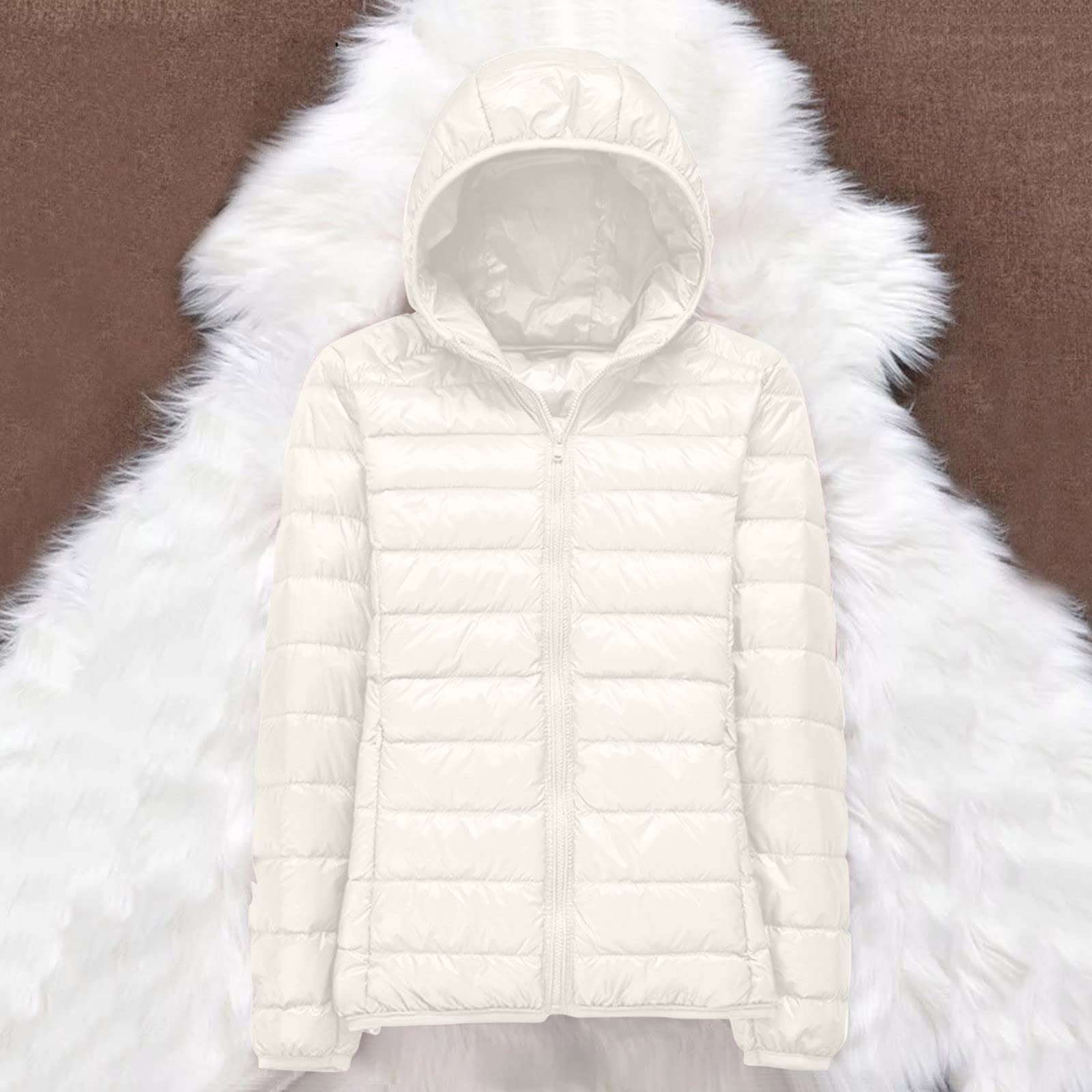 Generisch Daunenjacke Damen Leicht mit Kapuze - Dünne Puffer Jacke Damen Winterjacke Schwarze Leichte Übergangsjacke Winter Kurz Warme Steppjacke