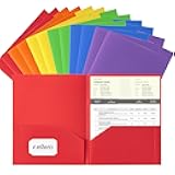 Aegero Plastic Folders with Pockets (24 Pack, Assorted Colors), Durable Heavy Duty File Folders with Business Card Slot, 2-Pocket Folder for Schoolwork & Office,Letter Size