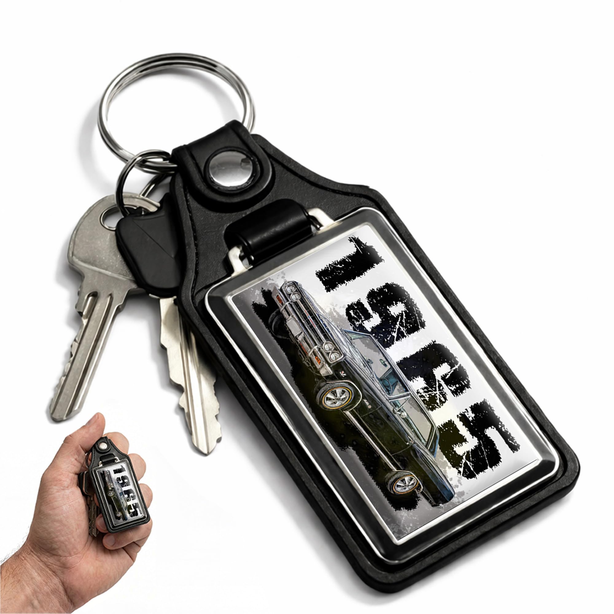 1965 Compatible with Chevelle SS Black Design Key Chain Key Holder Key Ring