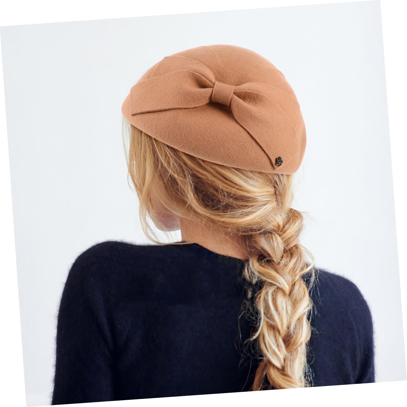 Hohopeti Sombrero de Lana para Mujer Francés Vintage Khaki Cálido Otoño Invierno para Eventos Formales y Fiestas