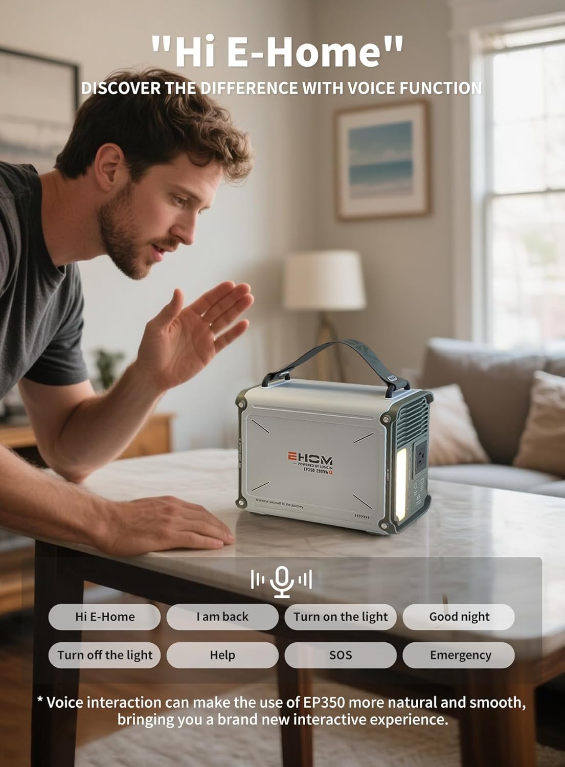 EHOM EP350 connected to a solar panel for charging