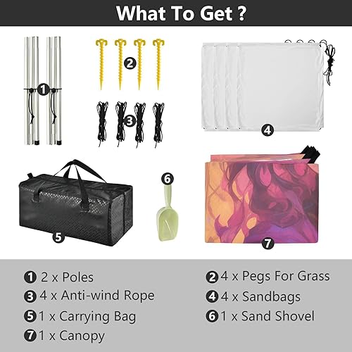 Miniatura 4 de Pink and Gold Artist Foldable Beach Tent UPF50+ Protection Waterproof Sun Shade with Sand Shovel for Family Trips, Picnics & Camping