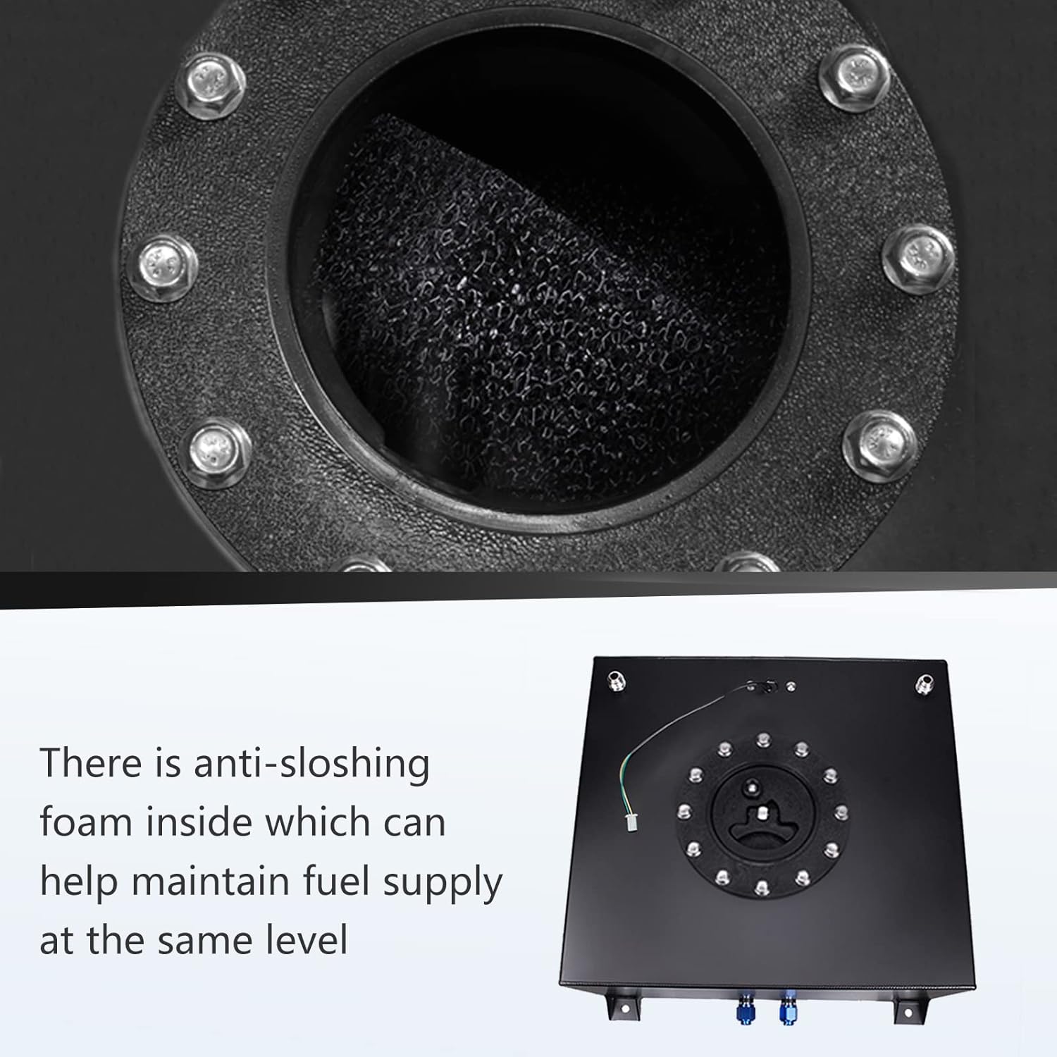 10 Gallon Fuel Cell Aluminum Polished with Cap Level Sender Black