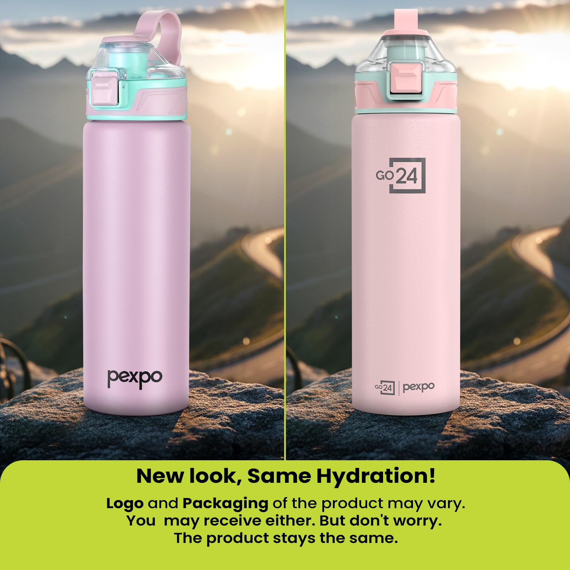 Go24 pexpo Stainless Steel Water Bottle with Sipper Cap - 800ml — Amazon image 2