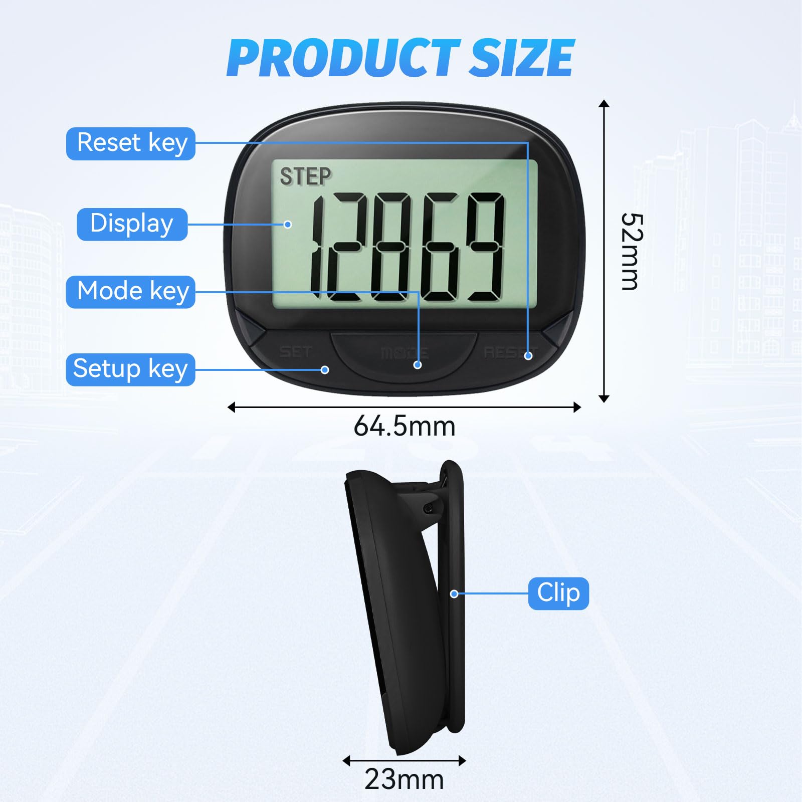 Präziser 3D-Schrittzähler, Mini-Schrittzähler zum Gehen oder Laufen, Wandern im Freien (schwarz) - 3