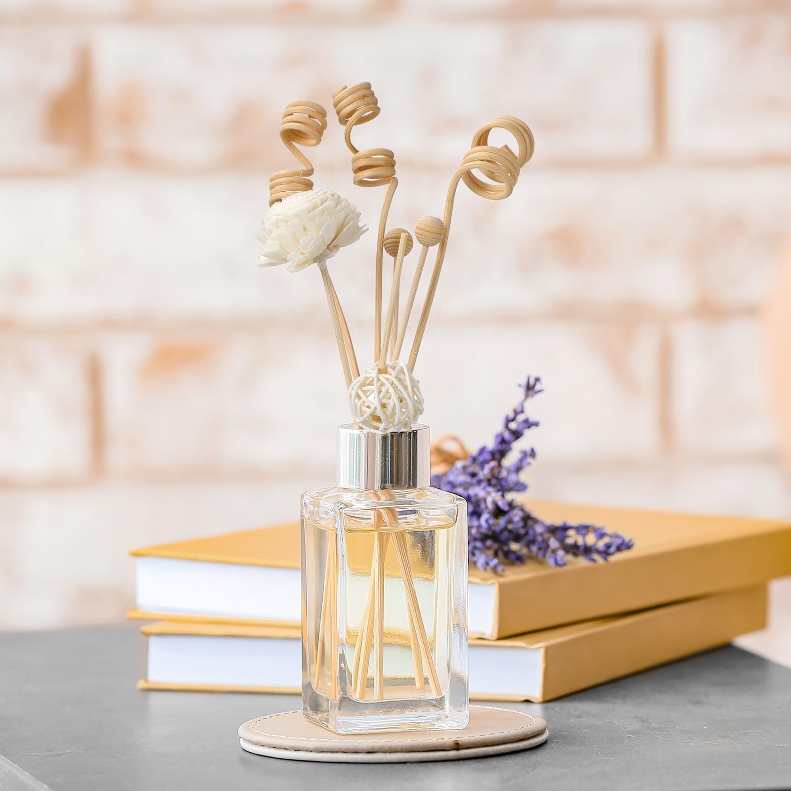 Loopeer 180 Stück Schilfrohr-Diffusorstäbchen-Set, Rattan-Duft-Diffusor und Blumen-Rattan-Diffusorstäbchen, natürlicher Rattan-Duft, Aromatherapie, flüchtiger Ersatz, Nachfüllstäbchen für Aroma