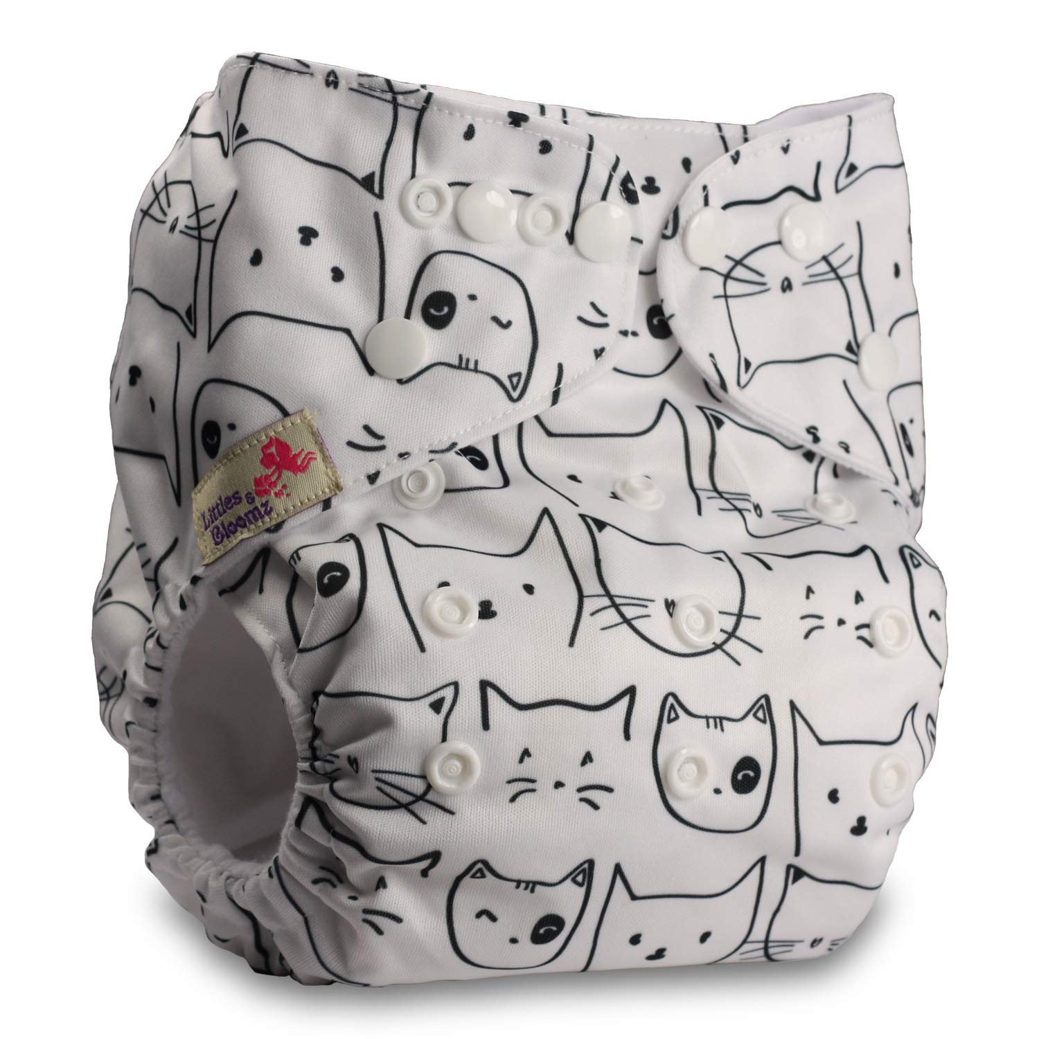 Littles & Bloomz, Reusable Pocket Cloth Nappy, Fastener: Popper, Set of 1, Pattern 88, with 1 Bamboo Charcoal Insert