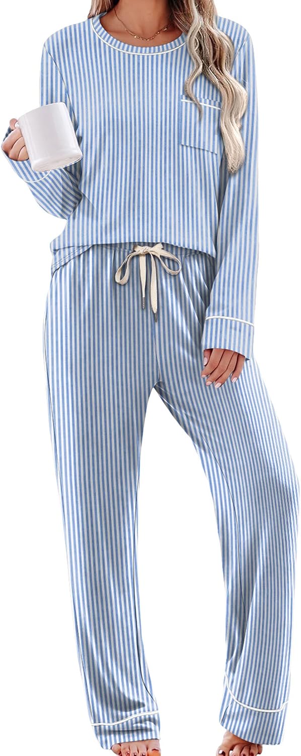 WIHOLL Pajamas for Women Set Soft Pjs Long Sleeve Two Piece Lounge Sets