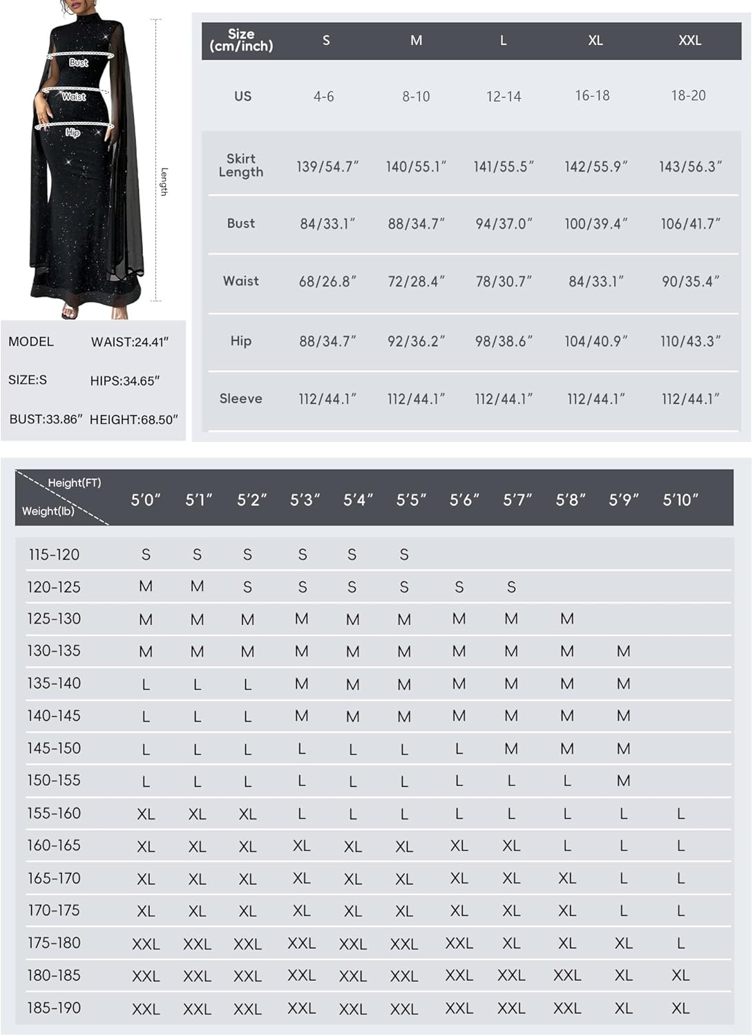 Aisbei Women's Elegant Mock Neck Bodycon Maxi Dress Evening Gowns Party Formal Wedding Guest Dresses with Cape - Image 6