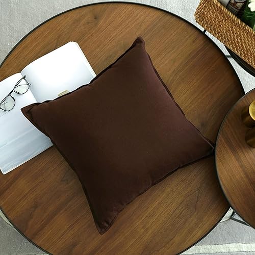 Miniatura 5 de Jeanerlor Juego de 2 fundas de almohada SureGuard de 20 x 20 pulgadas, fundas de almohada de algodón y lino con diseño único para adornar la sala de