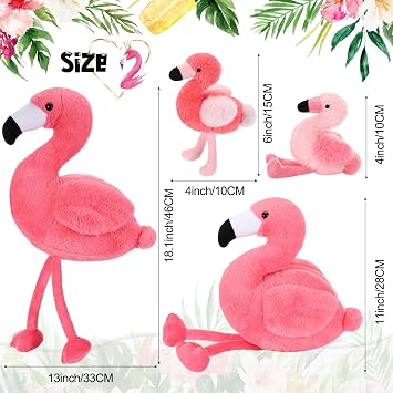 Skylety 18 Inches Flamingo Stuffed Animal with 4 Babies Plush Toys Inside Zippered Tummy Pink Mommy Flamingo Toy Stuffed Animals for Birthday Party Gifts Decoration