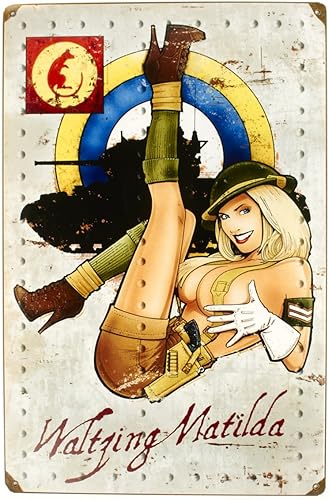 Letrero de metal vintage de la Segunda Guerra Mundial británica, Matilda de las ratas del desierto británico