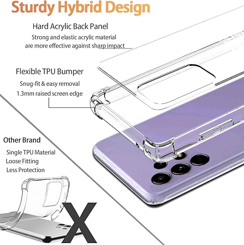 Miniatura 2 de KIOMY Funda ultra transparente para Samsung Galaxy A53 5G con bonito diseño de flores de encaje, panel de policarbonato duro híbrido anti amarillo y