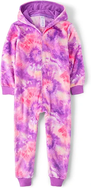 The Children's Place Girls' Long Sleeve Fleece Zip Up One Piece Pajama