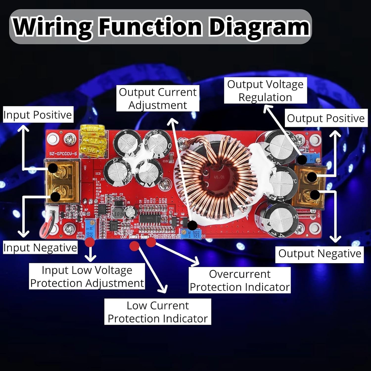 1500W Boost Converter 10-60V to 12-97V DC-DC Step Up Converter 30A Voltage Regulator with CC CV Constant Current Power Supply for LED Lights