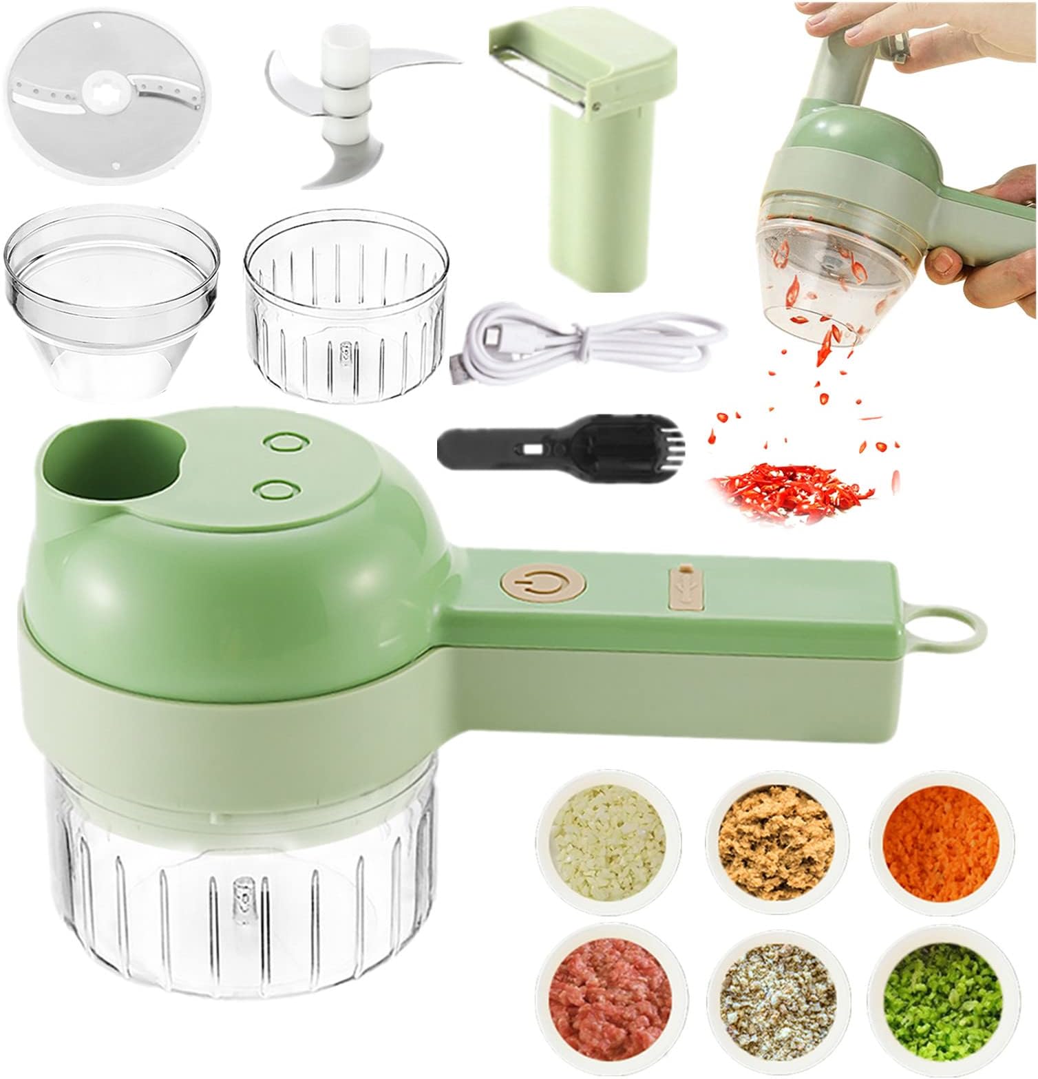 Spiraliseur portatif Trancheuse de fruits de légumes 4 en 1 Outils de salade réglables en
