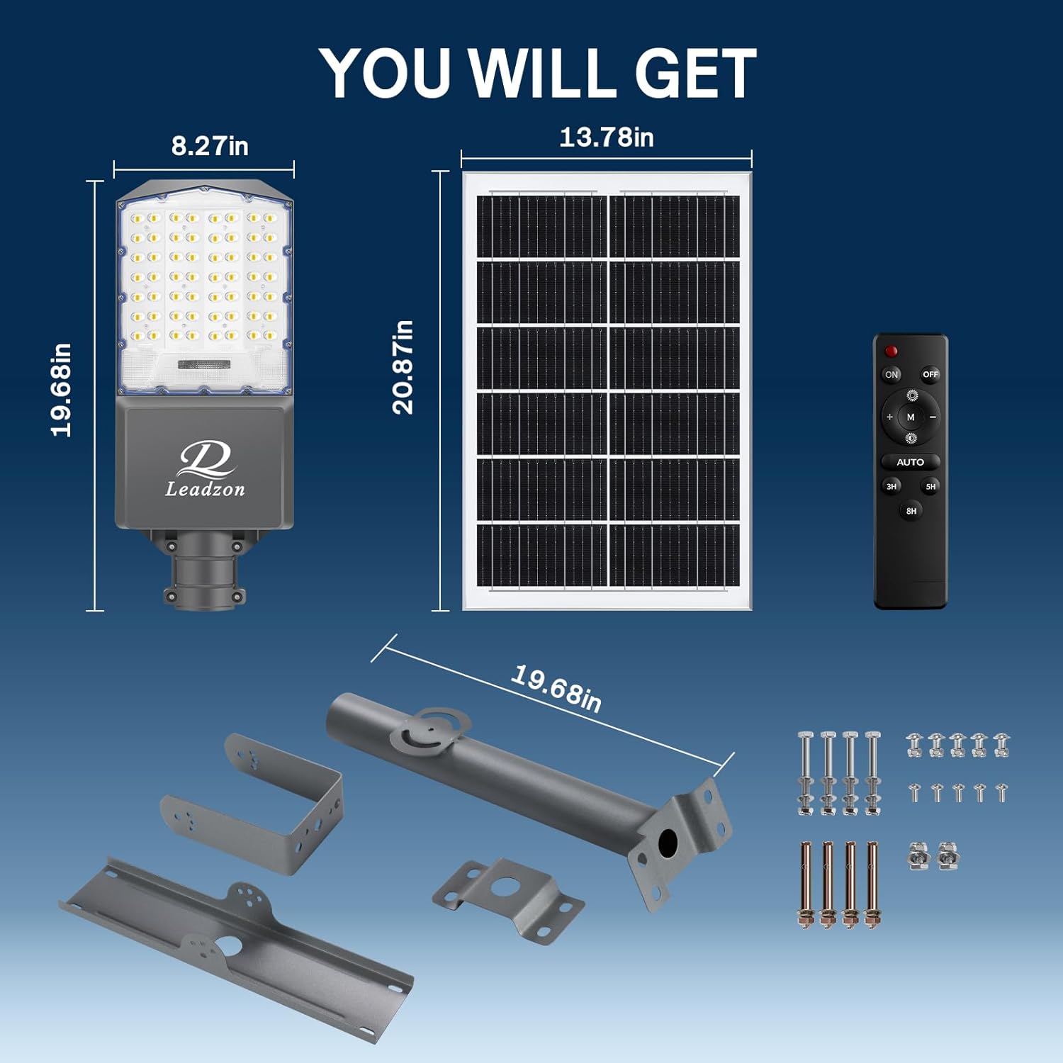 9500w Solar Street Lights Outdoor Waterproof, 450000LM Super Bright LED Beads Commercial Solar Flood Lights with Remote Control for Patio, Street, Court and Parkling Lot