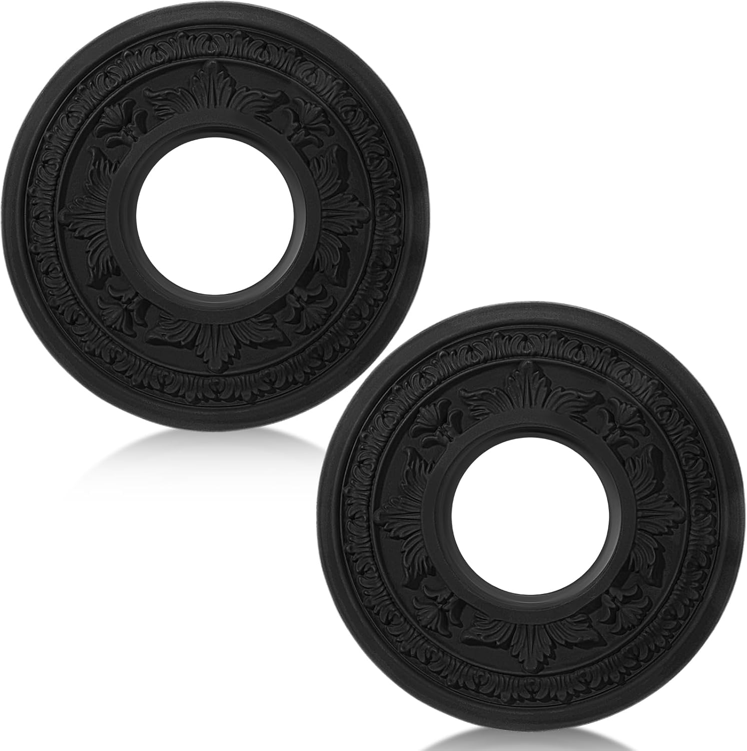 BBTO 2 Pack Black Ceiling Medallion for Light Fixtures and Ceiling Fans Chandeliers 10" Od x 3.5" ID(Classic)