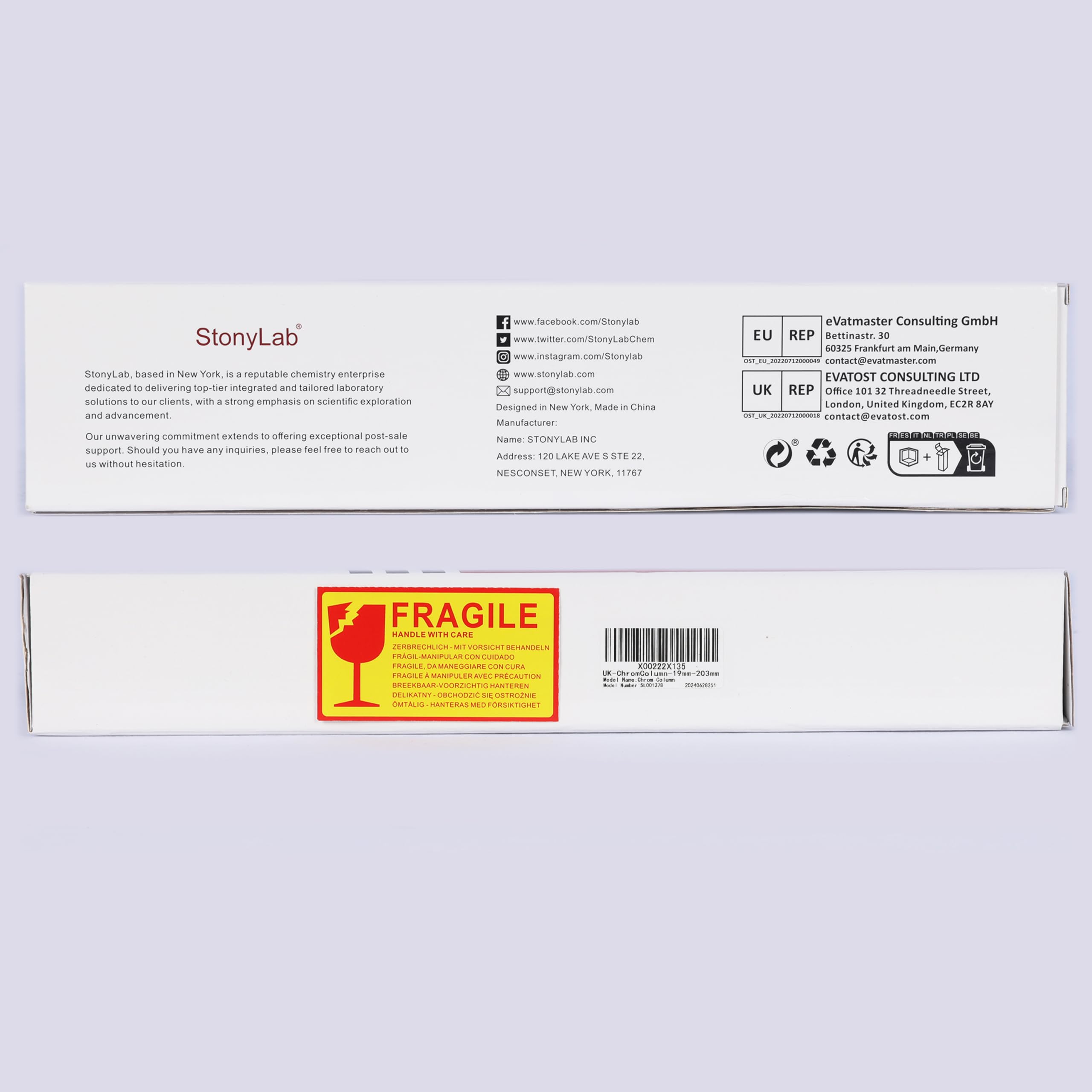 stonylab Colonna di Cromatografia in Vetro Borosilicato con Piastra di Sabbia G2, Diametro Interno 19 mm, Lunghezza Efficace 203 mm, Giunto 24/40