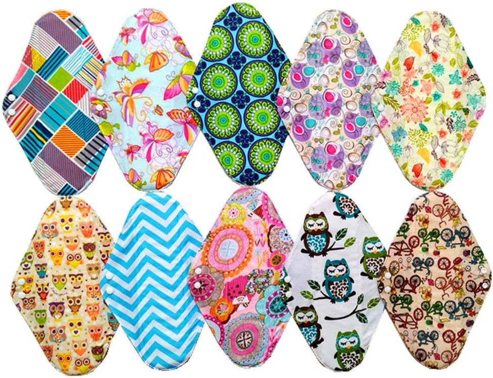 10PCS 14 Inch Overnight Cloth Reusable Washable Menstrual Pads Sanitary Pads