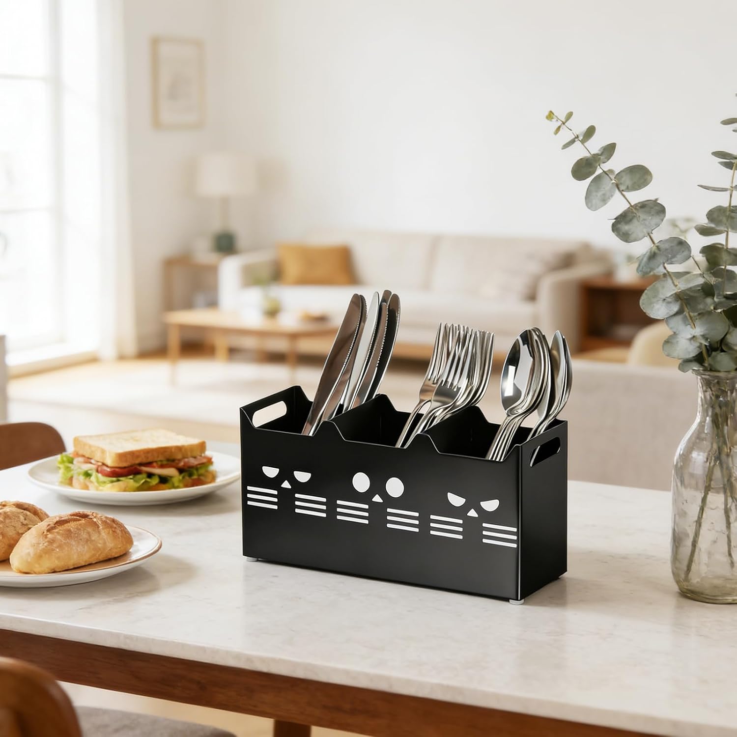 Utensil Holder, Stainless Steel Utensil Holder for Kitchen Counter