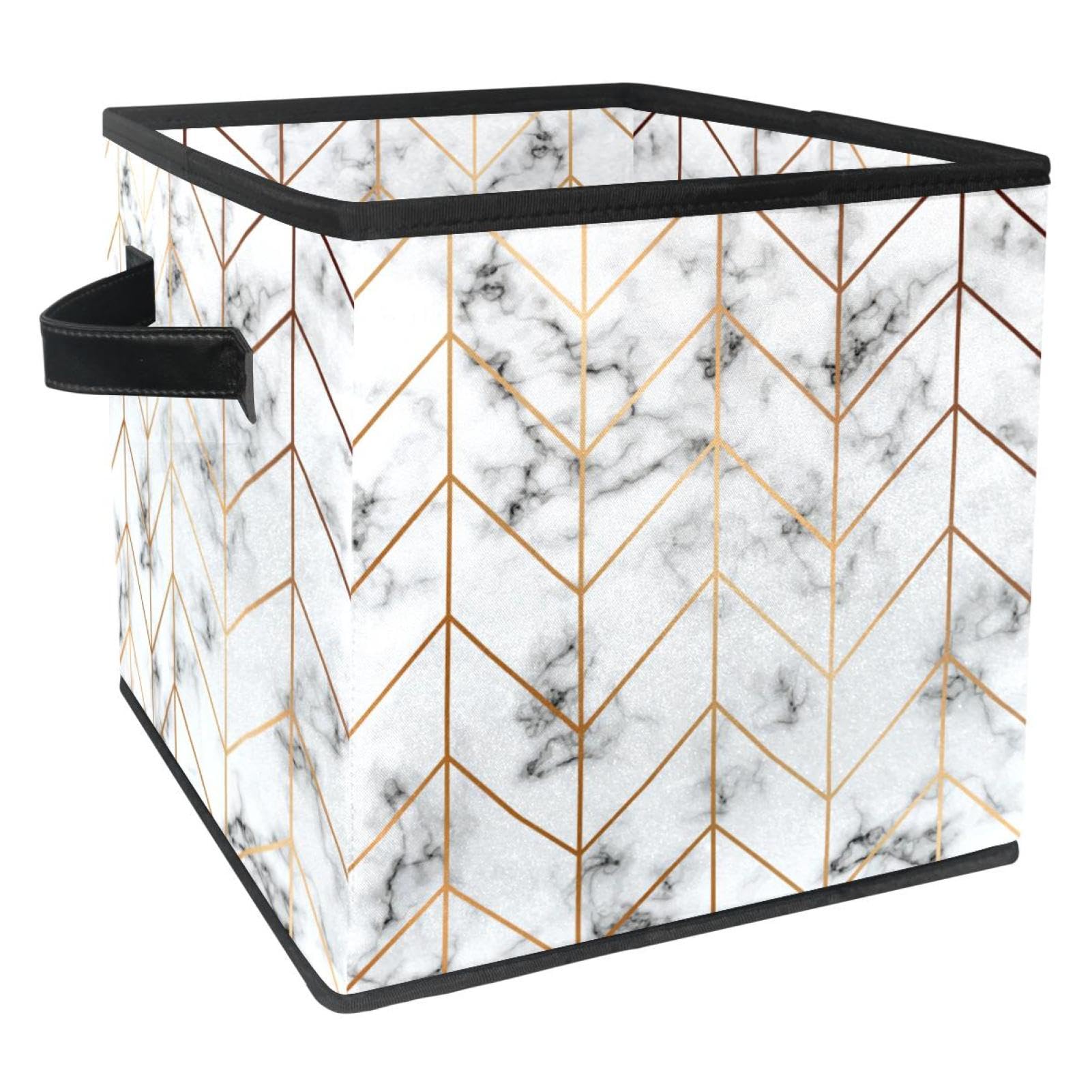 Boîte de rangement pliable motif marbre flèche dorée design chic