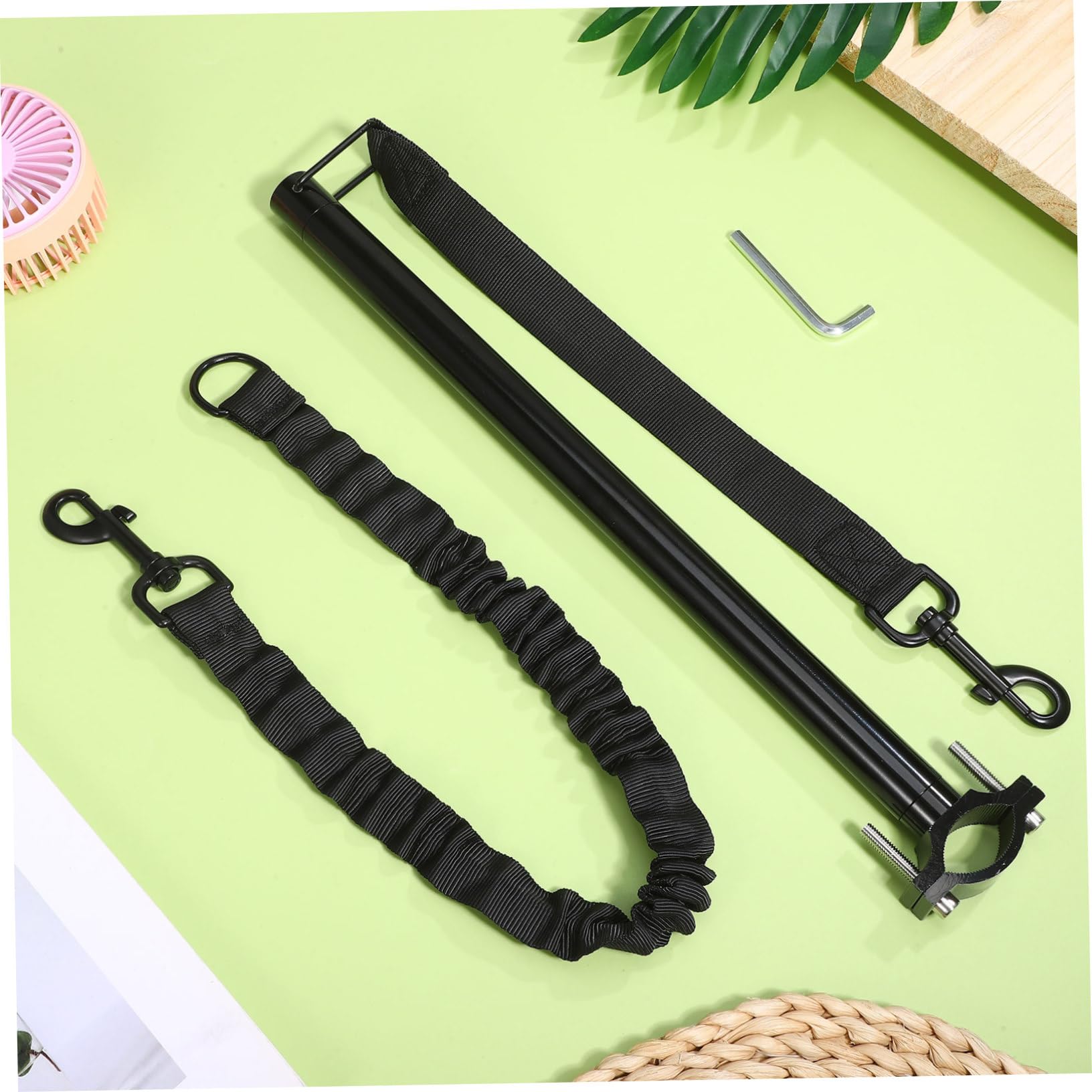 Laisse Vélo Chien Rétractable en Tissu Oxford Alliage Noir