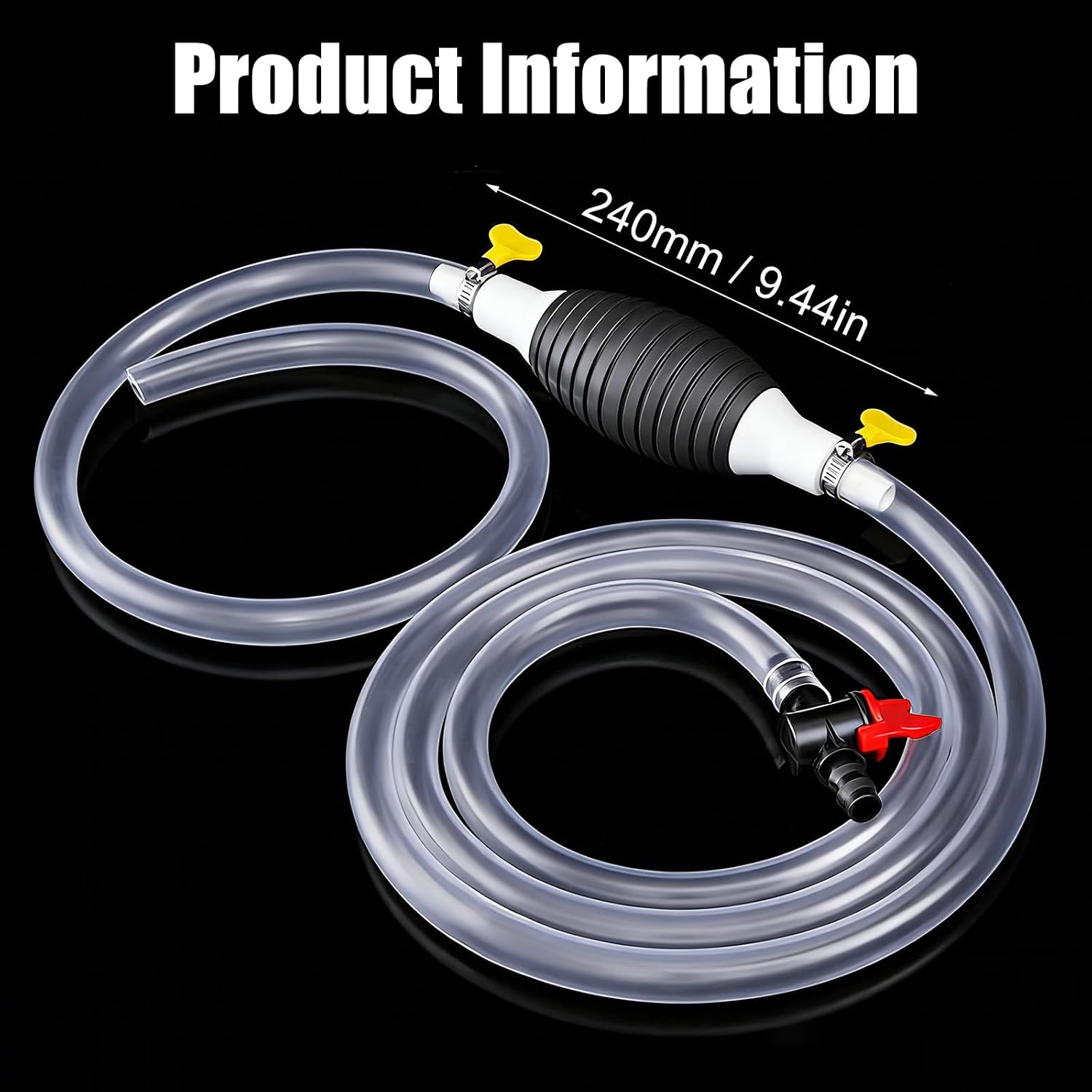 Multifunctional Liquid Siphon Pump, Large Diameter Manual Extractor for Gasoline,Home Use - with 3.2/4.9/6.5/9.8ft Hose (2PCS)