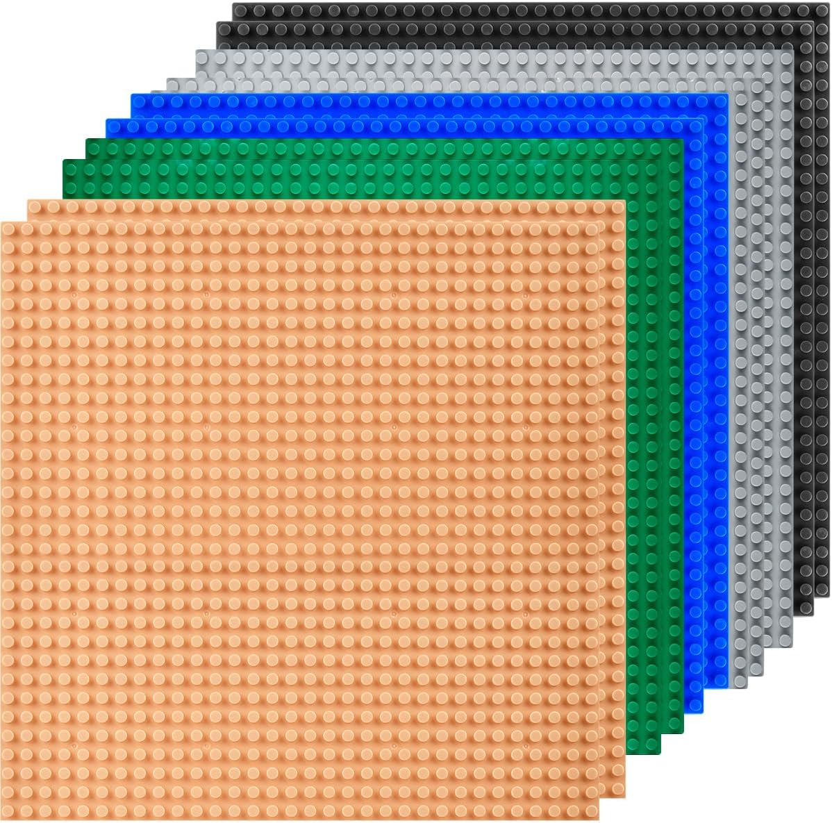 10 Pack Classic Baseplates, 10x10 inch with 32x32 Studs Building Board Baseplates Compatible with All Major Brands, Classic Base Plate for Building Blocks - 5 Color