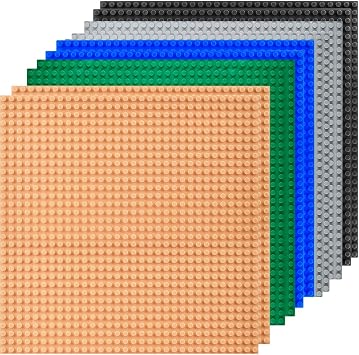 10 Pack Classic Baseplates, 10x10 inch with 32x32 Studs Building Board Baseplates Compatible with All Major Brands, Classic Base Plate for Building Blocks - 5 Color