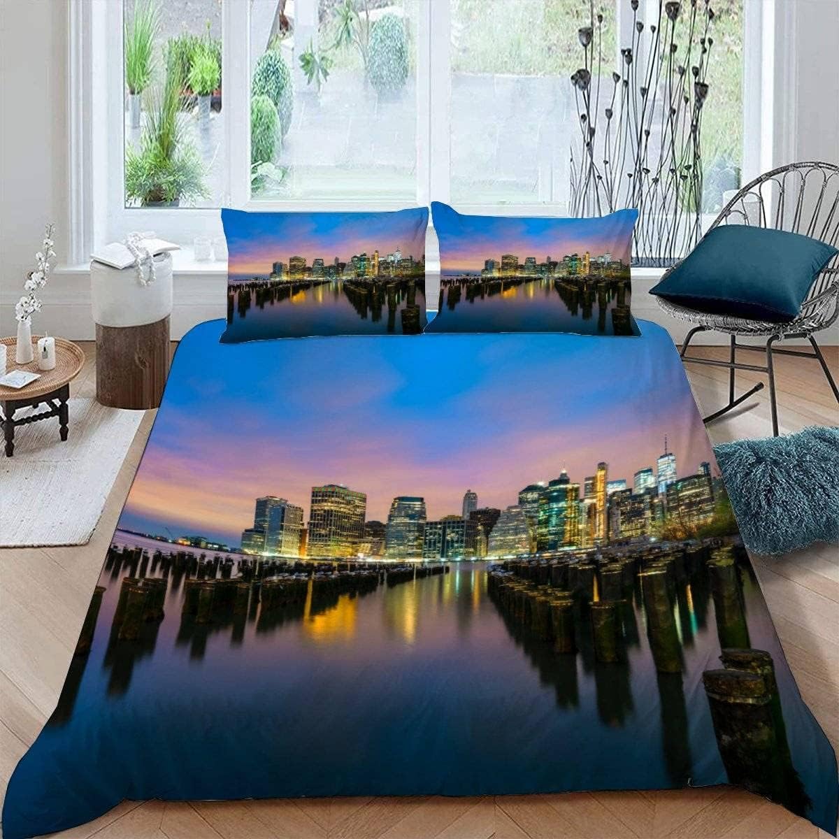 Housse de couette 140x200 New York anti-froissement avec fermeture éclair