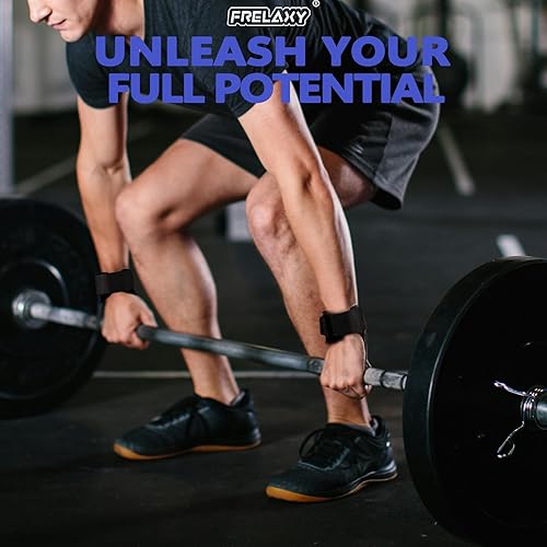 Miniatura 7 de Frelaxy Correas de muñeca de levantamiento de pesas para mujeres y hombres, agarres de levantamiento de pesas con bucle de muñeca, cuero de doble