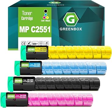 GREENBOX MP C2551 Toner Cartridges 841586 841503 841502 841501, 4 Pack